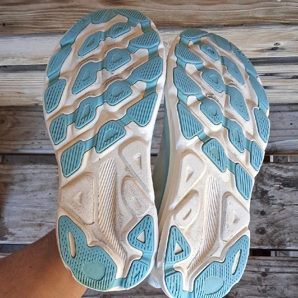 Hoka White and Light Blue Athletic Shoes - Picture 16 of 16